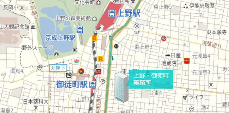 上野・御徒町事務所地図